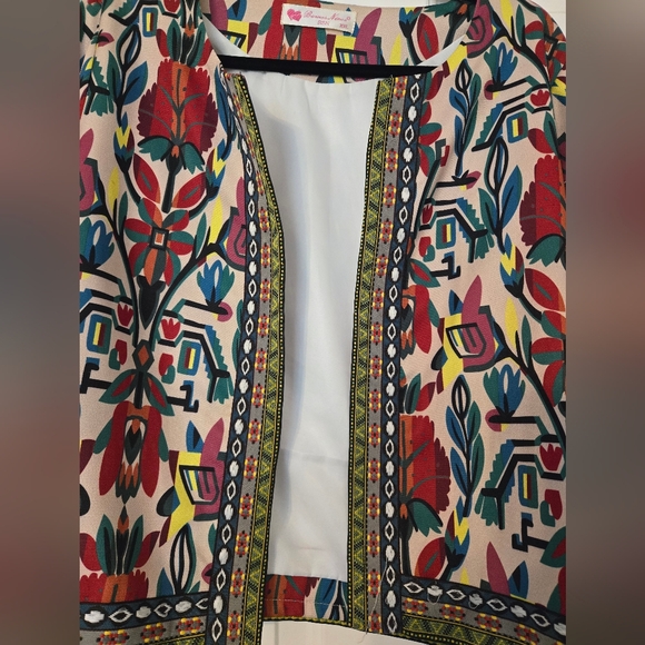 Colorful Patterned Open Jacket - Picture 3 of 4